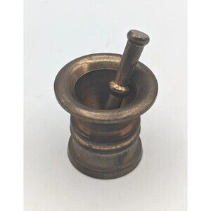 Antique Brass Pestle Miniature Kitchen Spice Apothecary Grinding Mortar